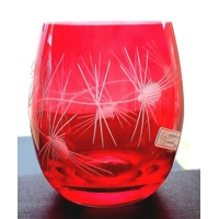 LsG-Crystal Skleničky na pivo/vodu/ červené víno broušené ryté dekor Bodlák barva červená  P-385 300 ml 6 Ks.