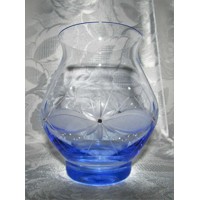 Blaue Vase Hand geschliffen Muster Kante mit SWAROVSKI Kristall Kristallen WA-...