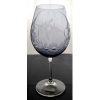 LsG-Crystal Jubilejní sklenice se jménem na víno modrá dárek k narozeninám ručně rytá broušená květina J-1817 580ml 1 Ks.