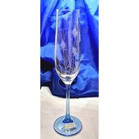 Sekt Glas/ Champagnergläser mit Blauem Stiel Hand geschliffen Weinlaub E-2598 200 ml 2 Stück.