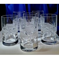 LsG-Crystal Sklenice na lihoviny panáky ručně broušené ryté dekor Kanta dárkové balení satén Lv-6612 90ml 6 Ks.